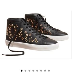 BURBERRY High Top Sneakers Black w/ Gold 39